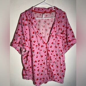 Pink Cherry Print Pajama Top